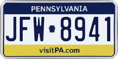 PA license plate JFW8941