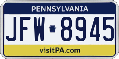 PA license plate JFW8945