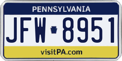PA license plate JFW8951