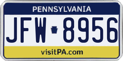 PA license plate JFW8956