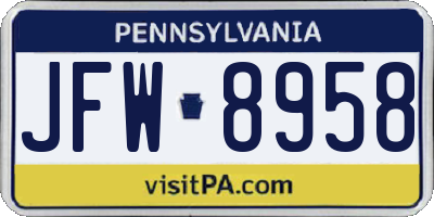 PA license plate JFW8958