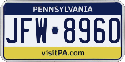 PA license plate JFW8960