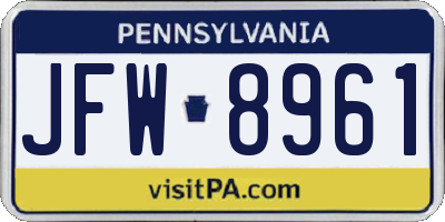 PA license plate JFW8961