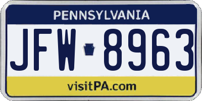 PA license plate JFW8963