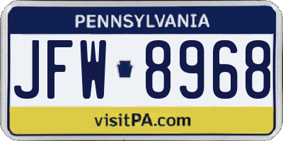 PA license plate JFW8968
