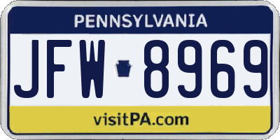 PA license plate JFW8969