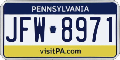 PA license plate JFW8971