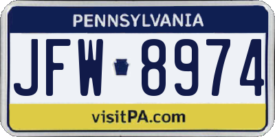 PA license plate JFW8974