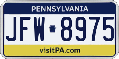 PA license plate JFW8975