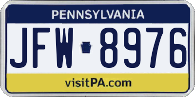 PA license plate JFW8976