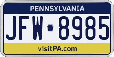 PA license plate JFW8985