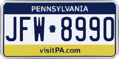 PA license plate JFW8990