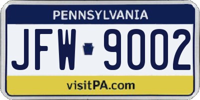 PA license plate JFW9002