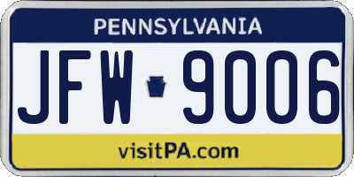 PA license plate JFW9006