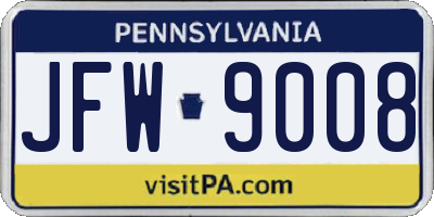 PA license plate JFW9008