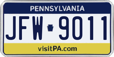 PA license plate JFW9011