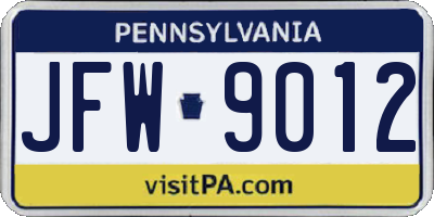 PA license plate JFW9012