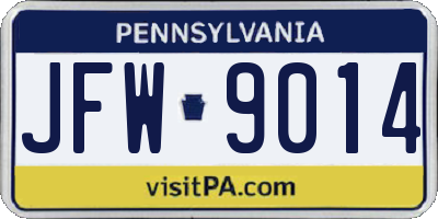 PA license plate JFW9014