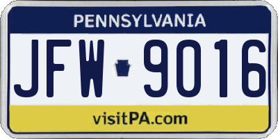 PA license plate JFW9016