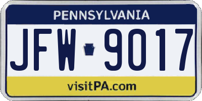 PA license plate JFW9017