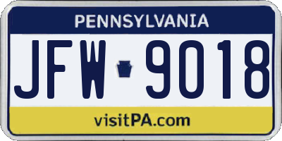 PA license plate JFW9018