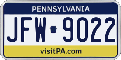 PA license plate JFW9022