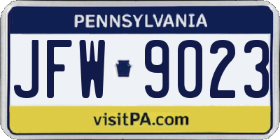 PA license plate JFW9023