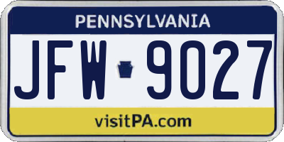 PA license plate JFW9027