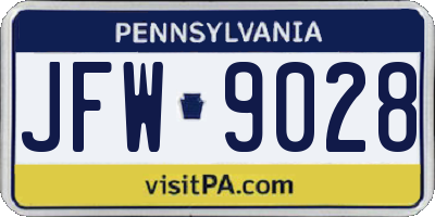 PA license plate JFW9028