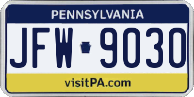 PA license plate JFW9030