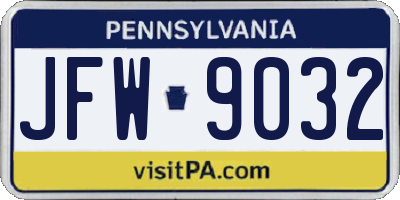 PA license plate JFW9032
