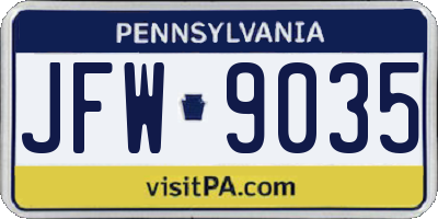 PA license plate JFW9035