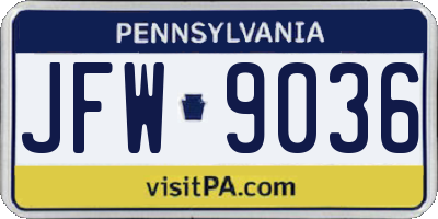 PA license plate JFW9036