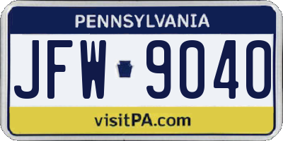 PA license plate JFW9040