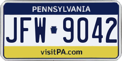 PA license plate JFW9042
