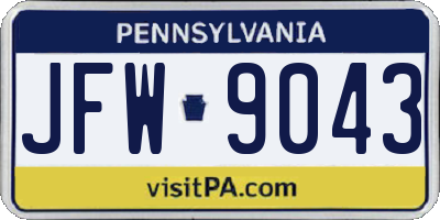 PA license plate JFW9043