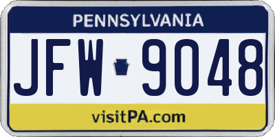 PA license plate JFW9048