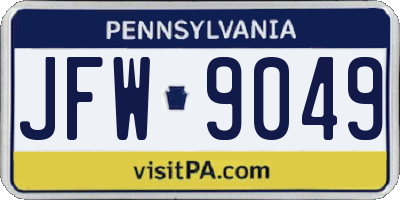 PA license plate JFW9049