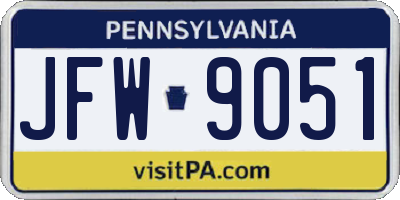 PA license plate JFW9051