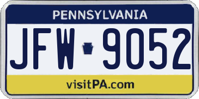 PA license plate JFW9052