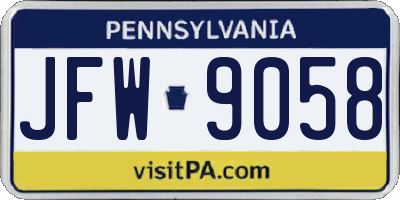 PA license plate JFW9058