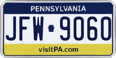 PA license plate JFW9060