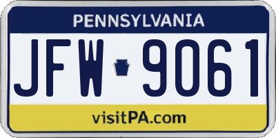 PA license plate JFW9061
