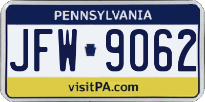 PA license plate JFW9062