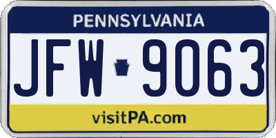 PA license plate JFW9063