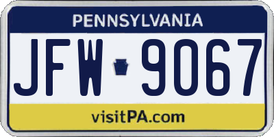 PA license plate JFW9067