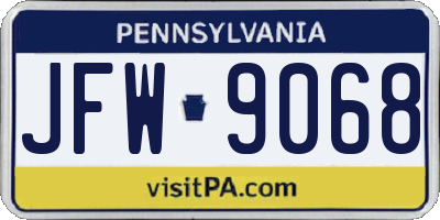 PA license plate JFW9068