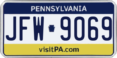 PA license plate JFW9069