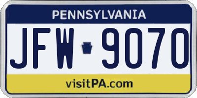 PA license plate JFW9070