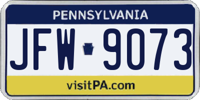 PA license plate JFW9073